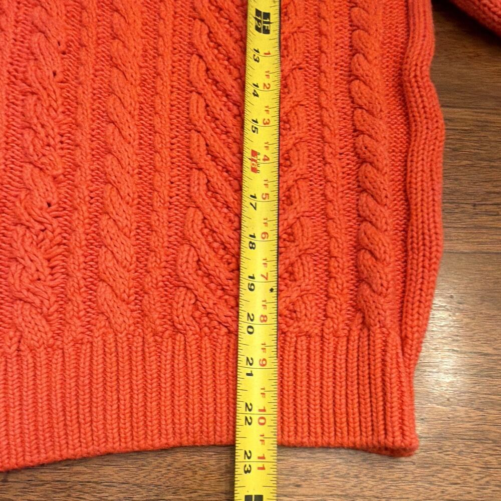 Vintage Woman Lands' End Drifter Cable Fisherman M Orange Preppy Classic - Picture 6 of 8